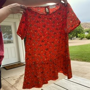 Orange Flowered Blouse